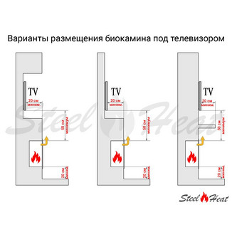Биокамин SteelHeat WALL GRAND 1200 LITE черный