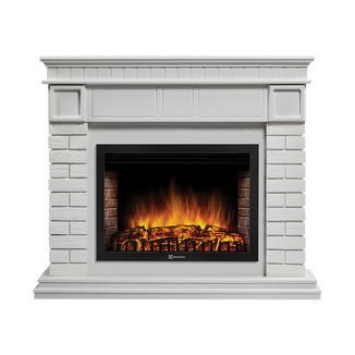 Каминокомплект Bricks 25U камень белый, белая эмаль с очагом Electrolux: EFP/P-2520LS N угловой