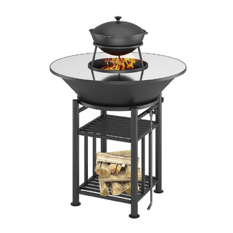 Fantastic Grill Везувий Ø 1000 (чаша+подставка+плита+решетка чугунная«СТЕЙК» Ø 450мм+крышка)