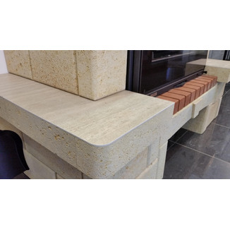 Каминная облицовка ЕВРОПЕЙСКИЕ КАМИНЫ Кипр 800 угловая 90, темный орех
