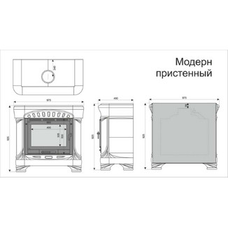 Изразцовая печь-камин Модерн пристенный шоколад с коробом топка Ладья 700