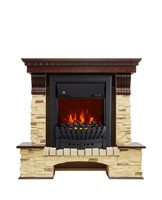 Каминокомплект Pierre Luxe сланец с очагами Aspen Black, темный дуб
