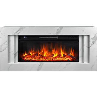 Каминокомплект Line 42 SFT Stone Touch белый мрамор с очагом Vision 42 LOG LED