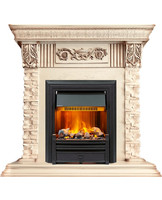 Каминокомплект Luxemburg слоновая кость с очагом Brookline Black