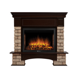 Каминокомплект Forte Wood камень коричневый, шпон темный дуб с очагом Electrolux: EFP/P-2520LS N угловой