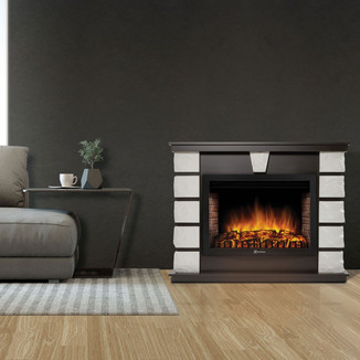 Каминокомплект Excalibur 25 камень белый, шпон венге с очагом Electrolux: EFP/P-2520LS N