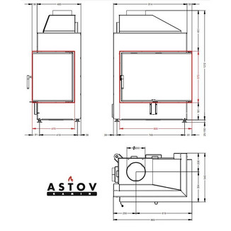Каминная топка АСТОВ П2С 800 R